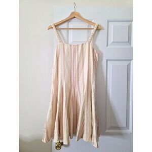 ALEXIS Dimma Sleeveless Linen Mini Dress in Heather Beige Stripe Size L